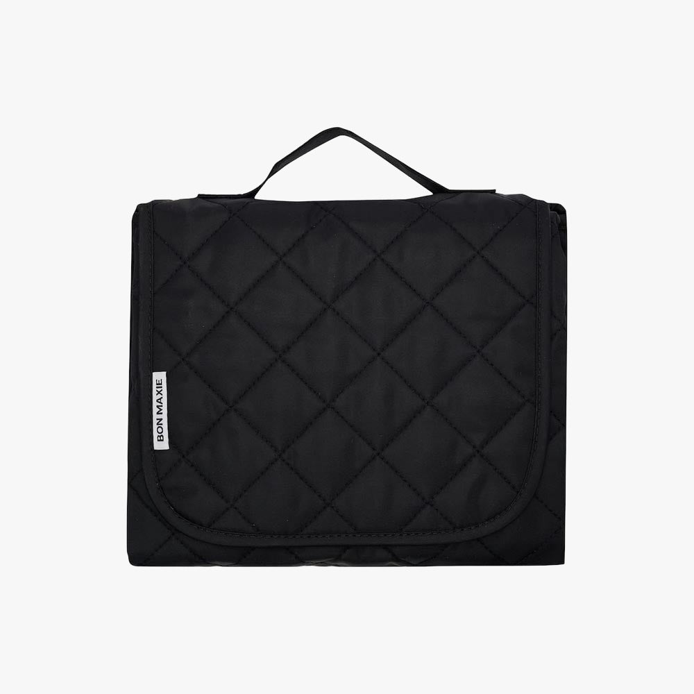 Quilted Change Mat Nappy Clutch -- Black