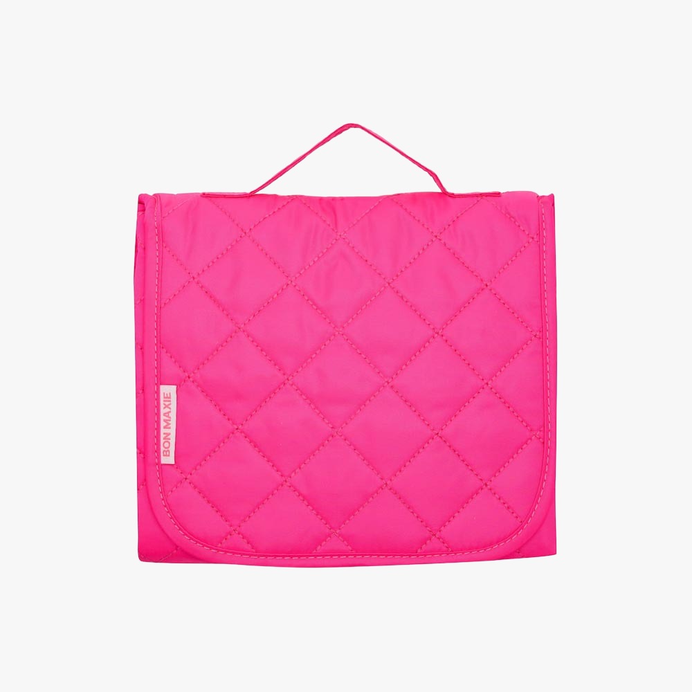 Quilted Change Mat Nappy Clutch -- Neon Pink