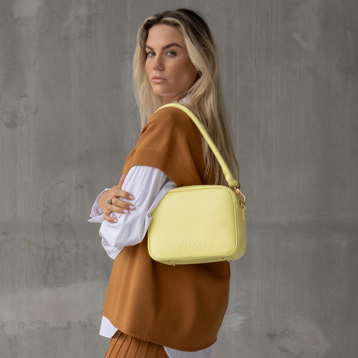 Sidekick Crossbody Bag - Lemon Bags Brushed Gold