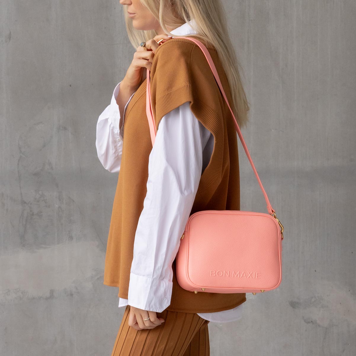 Sidekick Crossbody Bag - Electric Peach Bags Brushed Gold