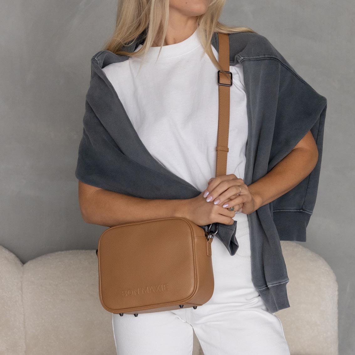 Sidekick Crossbody Bag - Tan Bags Brushed Gunmetal