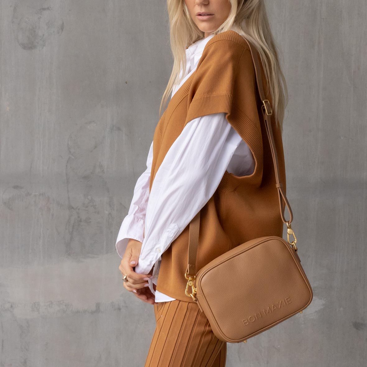 Sidekick Crossbody Bag - Tan Bags Brushed Gold