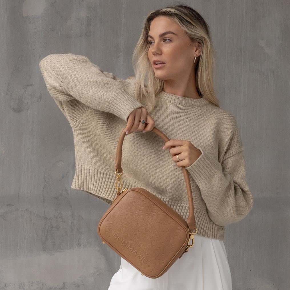 Sidekick Crossbody Bag - Tan Bags Brushed Gold