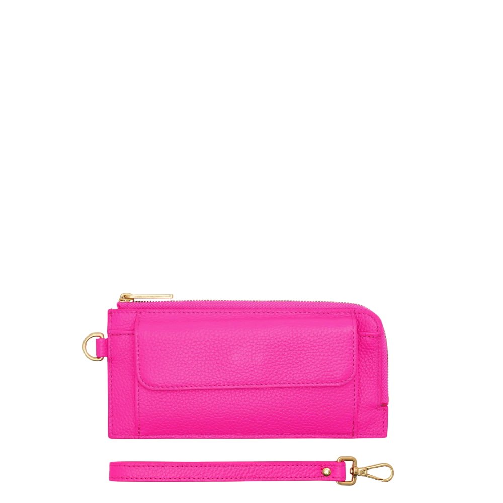 Everyday Slimline Wallet - Neon Pink Wallets Brushed Gold