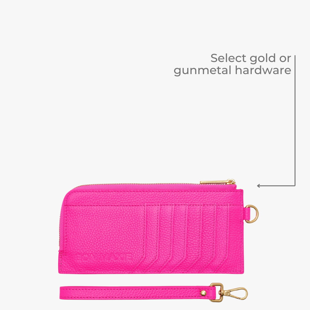 Leather Slimline Wallet -- Neon Pink