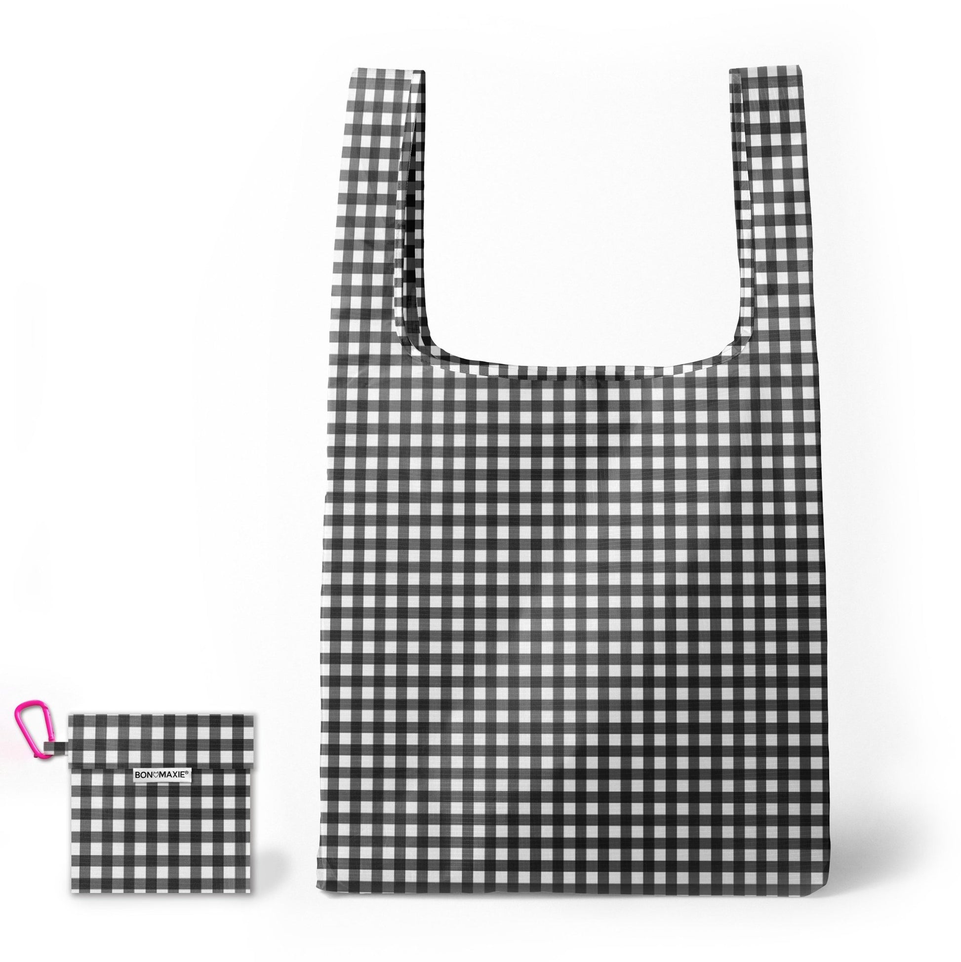 Reusable Shopping Bag - 2 Sizes - Black Small Gingham Reusable Shopping Bags Mega