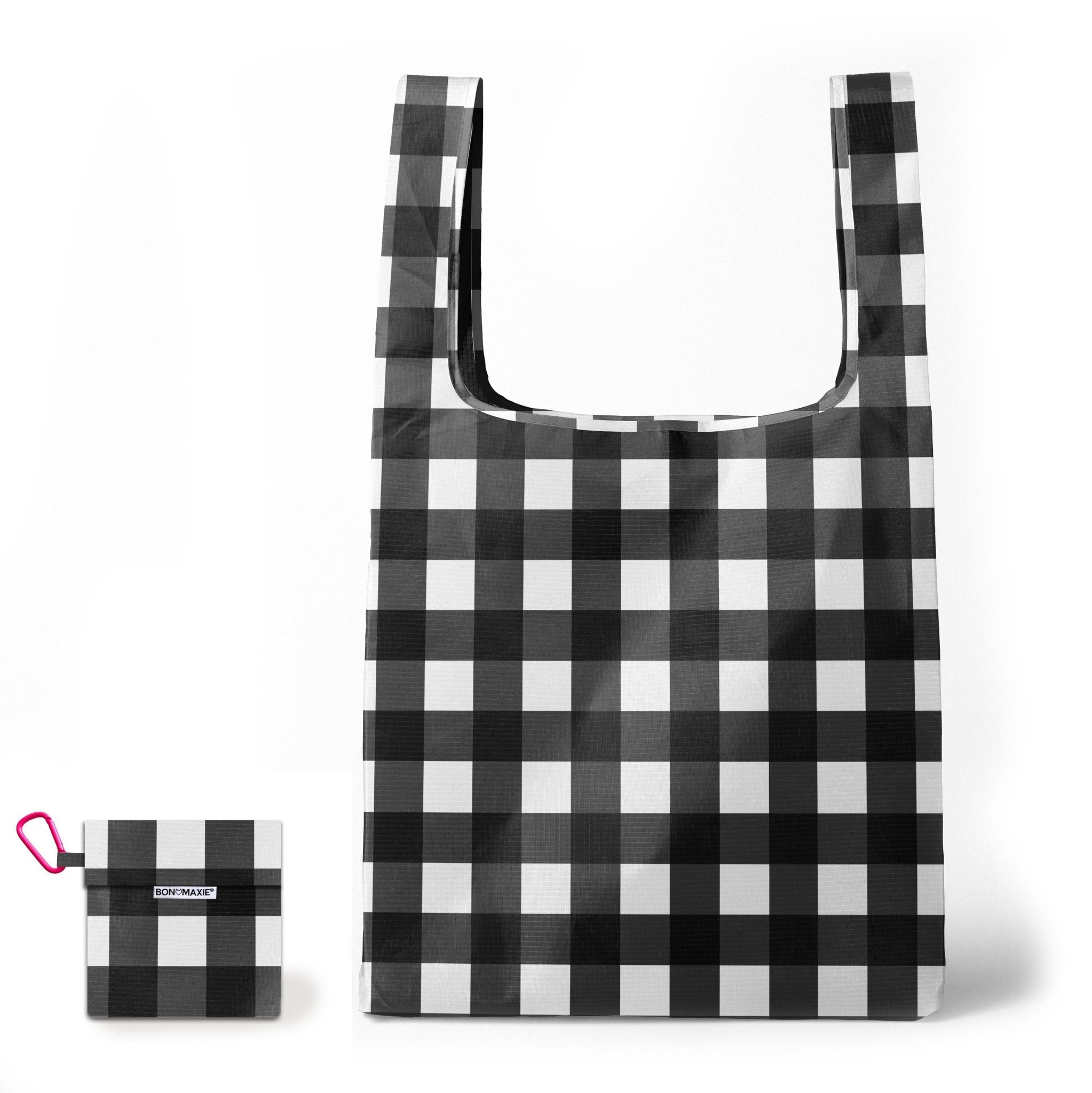 Reusable Shopping Bag - 2 Sizes - Black Large Gingham Reusable Shopping Bags Mega