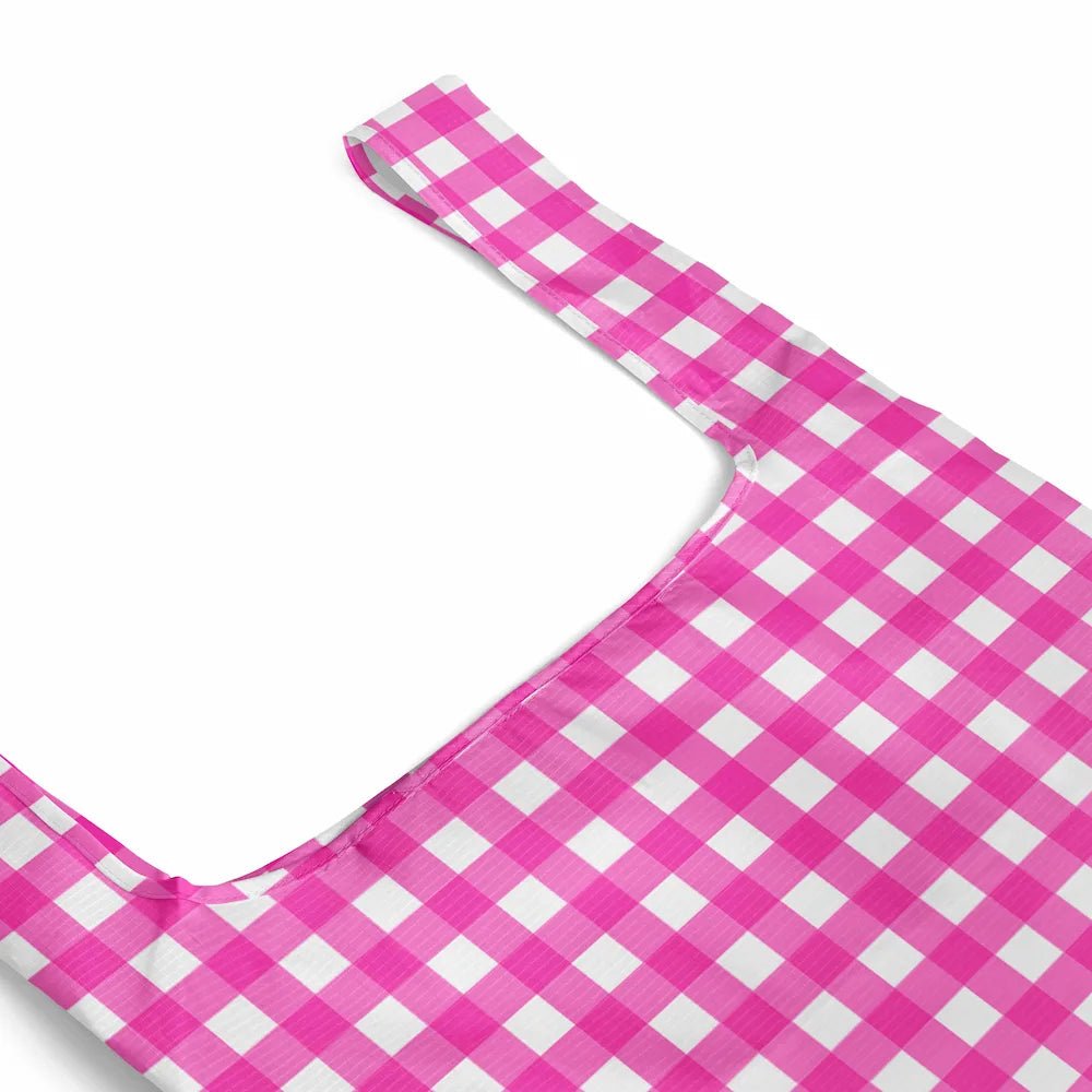 Reusable Shopping Bag - 2 Sizes - Neon Pink Gingham Reusable Shopping Bags Mega