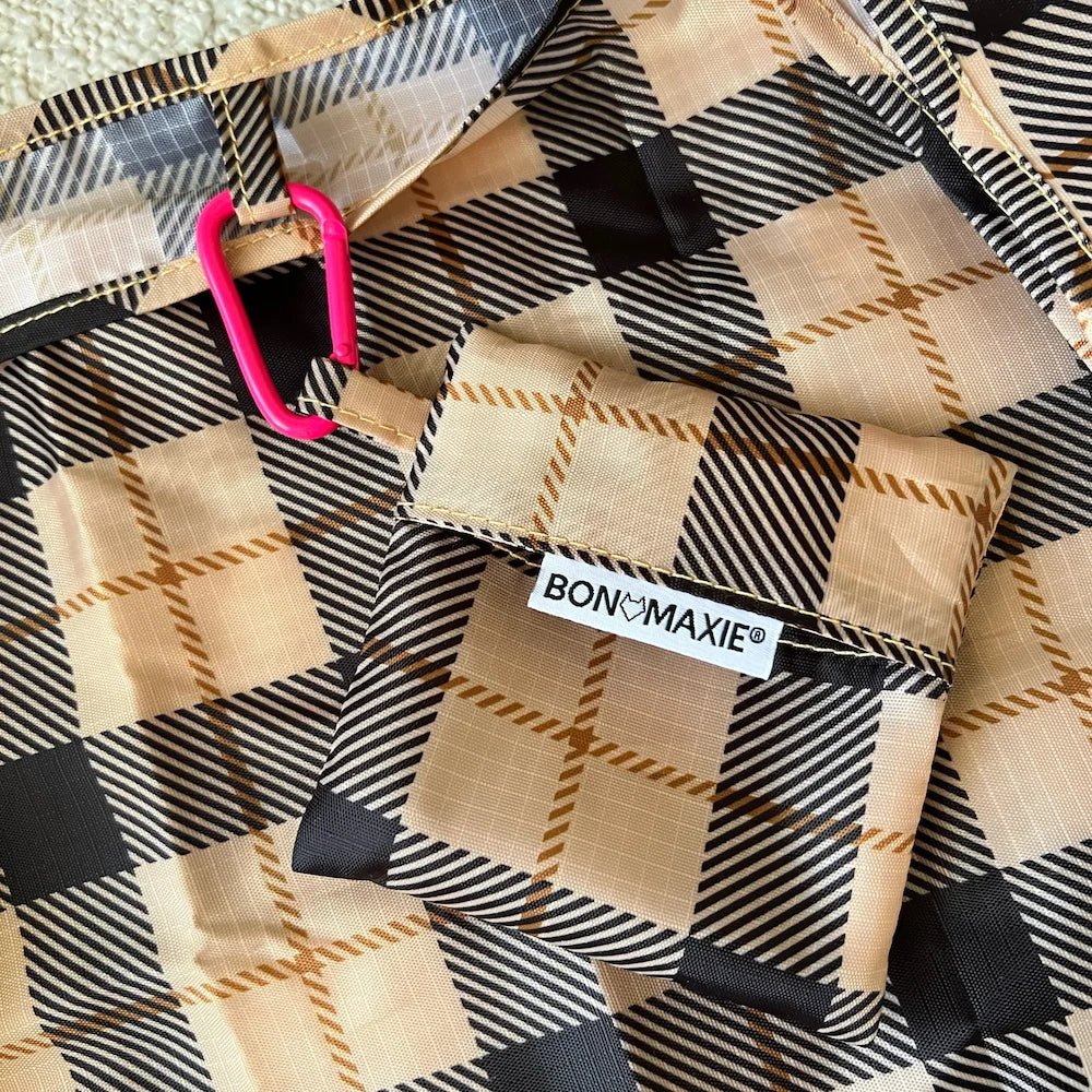 Reusable Shopping Bag - 2 Sizes - Tan Tartan Reusable Shopping Bags Mini