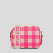 Sidekick Crossbody Bag - Neon Pink Gingham Bags Gold