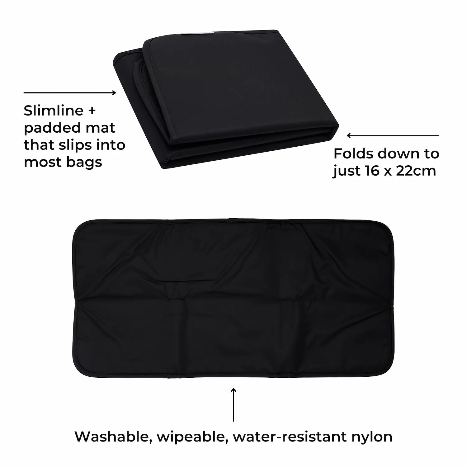 Portable Slimline Nappy Change Mat - Black Baby Accessories BLACK