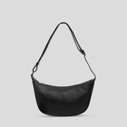 Slouchy Leather Crescent Bag -- Black