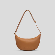 Slouchy Leather Crescent Bag -- Tan