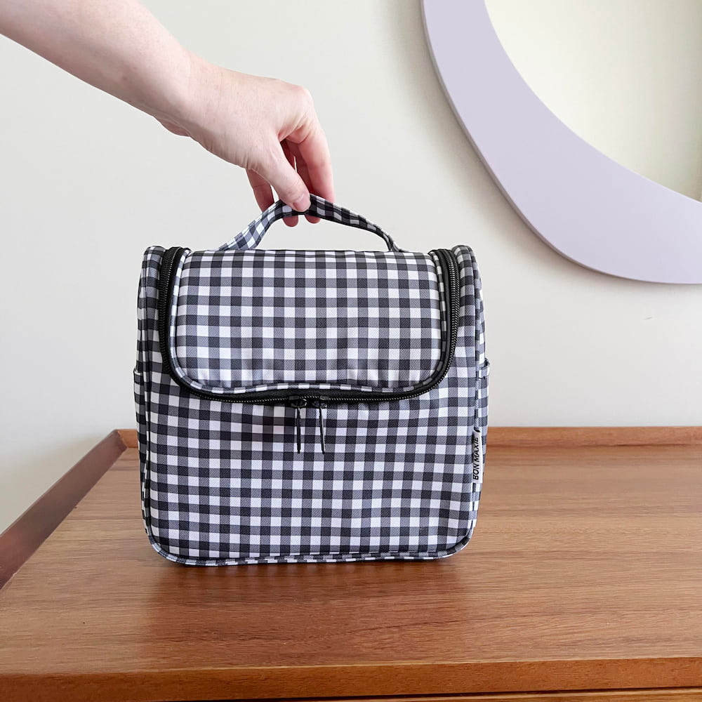 Bon Voyage Travel Toiletry Bag - Black Gingham Toiletry Bags