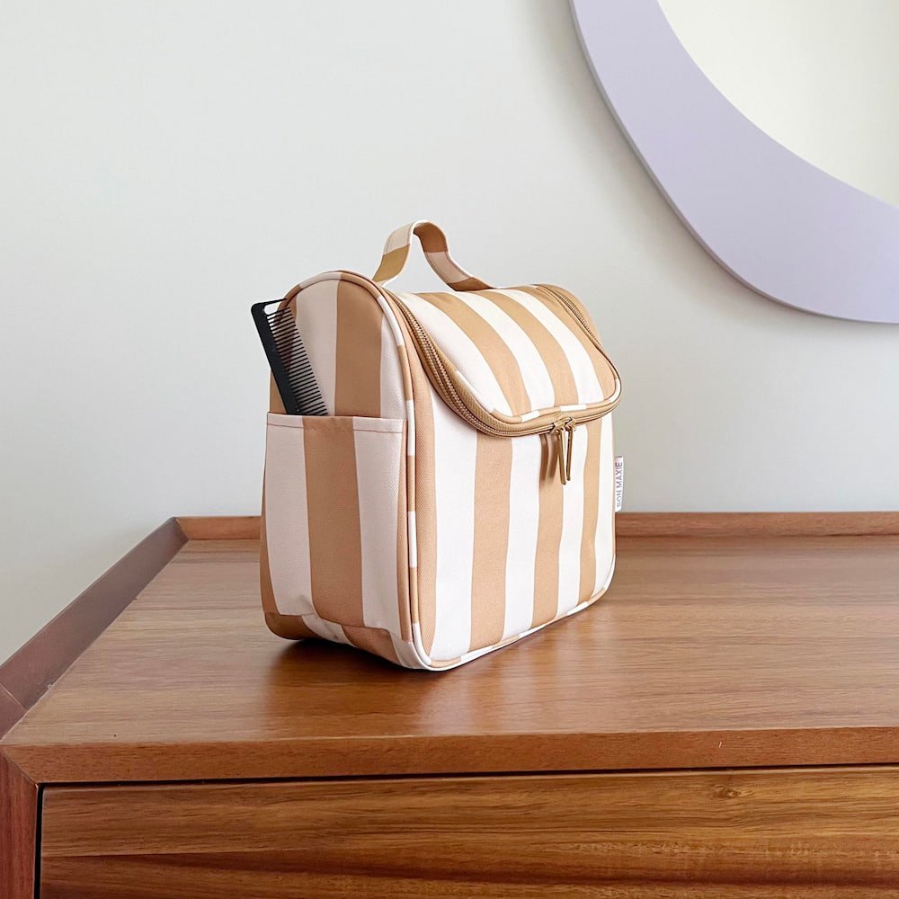 Bon Voyage Travel Toiletry Bag - Tan Stripe Toiletry Bags