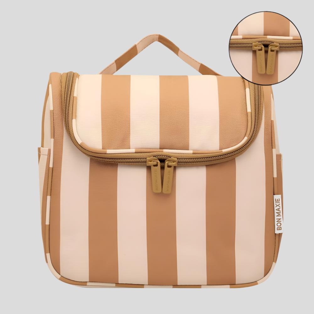 Bon Voyage Travel Toiletry Bag - Tan Stripe Toiletry Bags