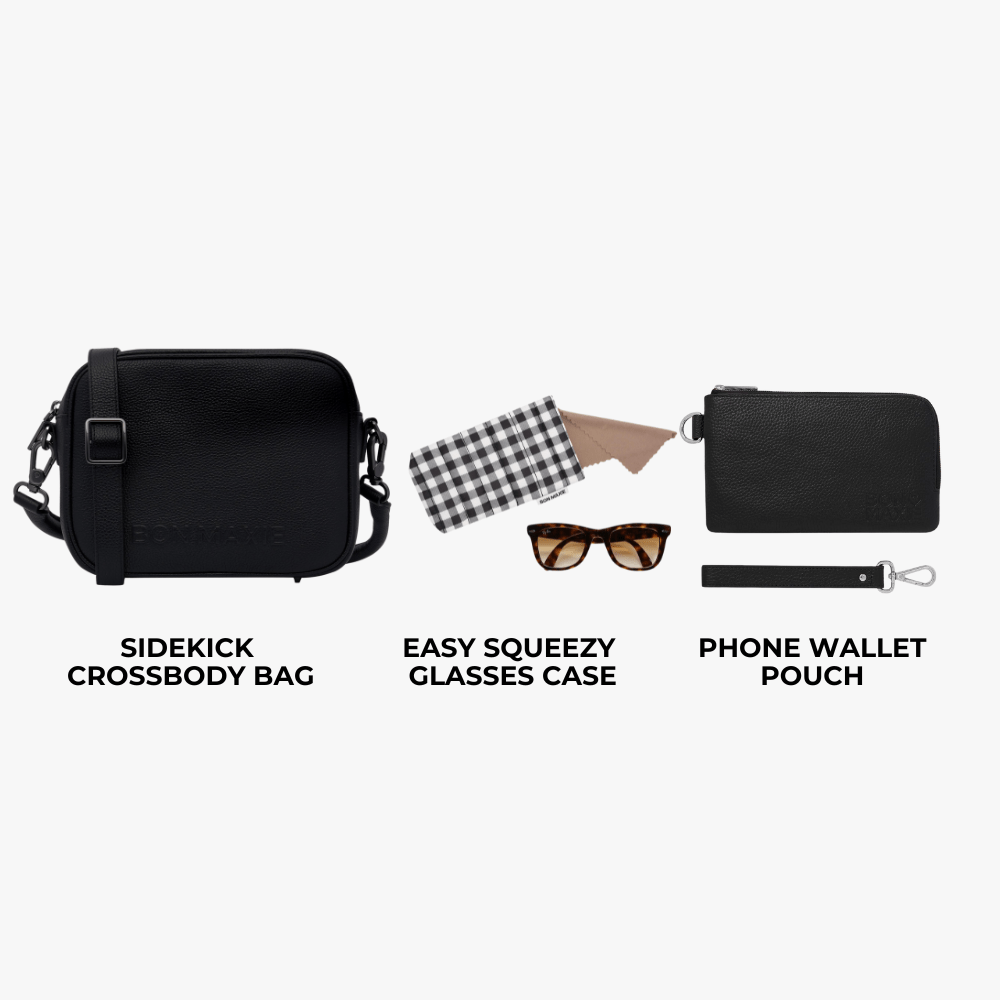 Sidekick Bag + Pouch Wallet Bundle - Black + Black Gingham Value Bundles Brushed Gunmetal Brushed Gunmetal