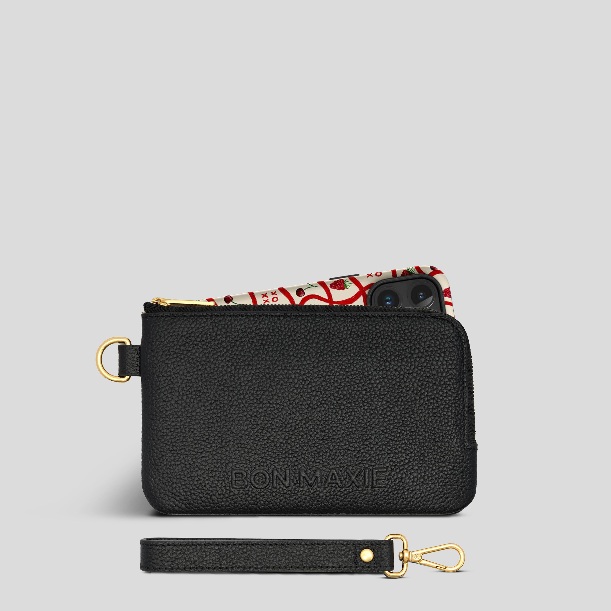 Leather Phone Wallet Pouch -- Black