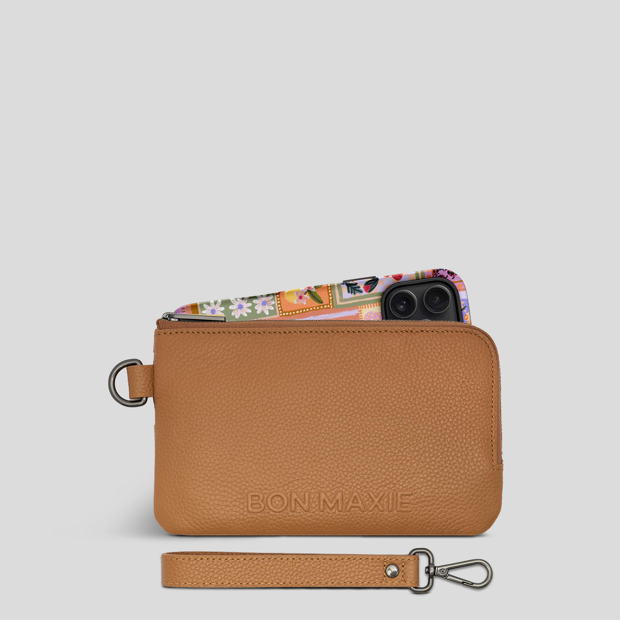 Leather Phone Wallet Pouch -- Tan