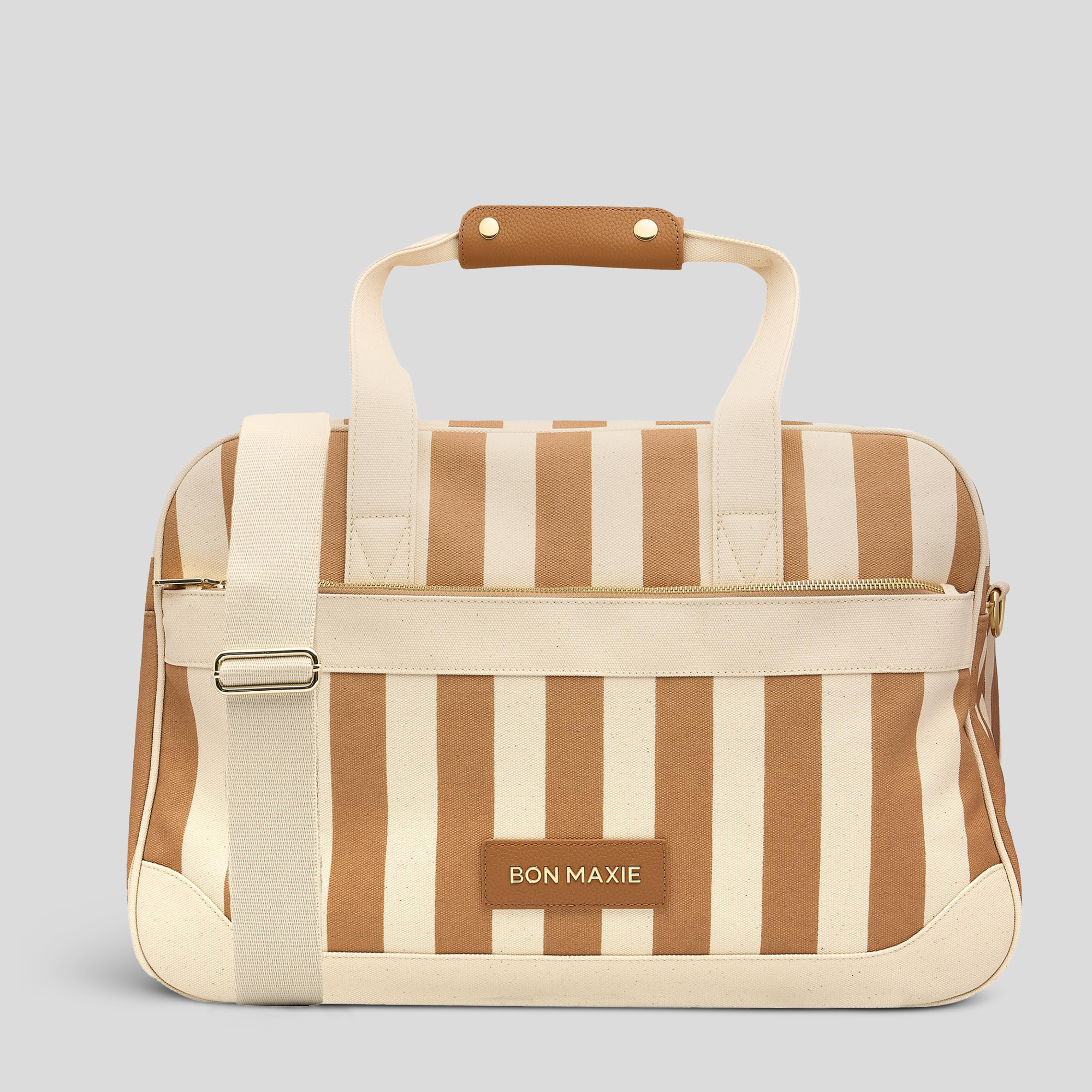 Bon Voyage Weekender Bag -- Tan Stripe Canvas