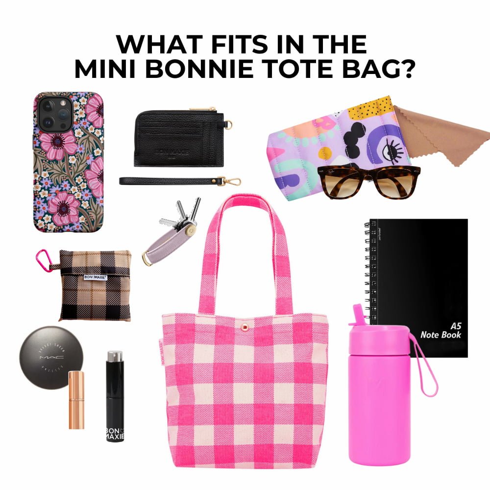 Mini Bonnie Tote Bag - Neon Pink Gingham Bags