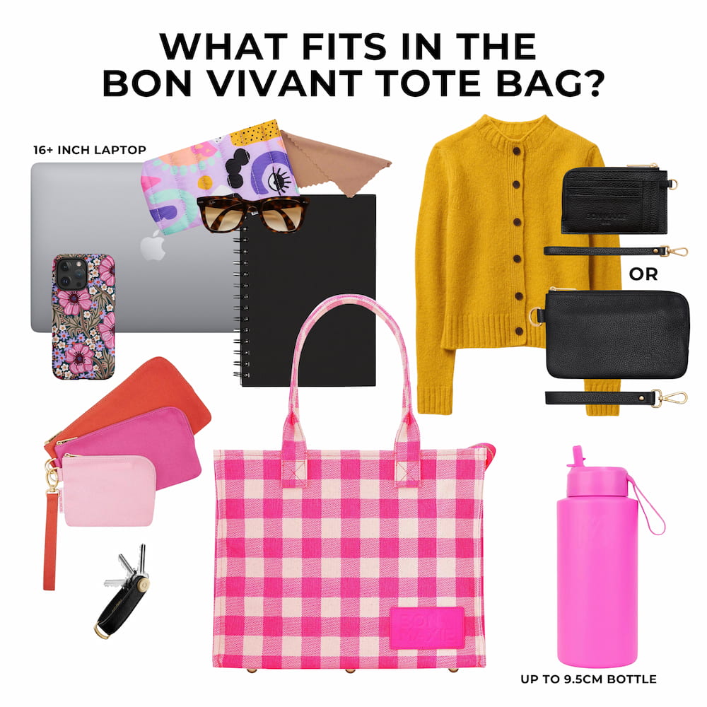 Bon Vivant Structured Tote Bag -- Neon Pink Gingham