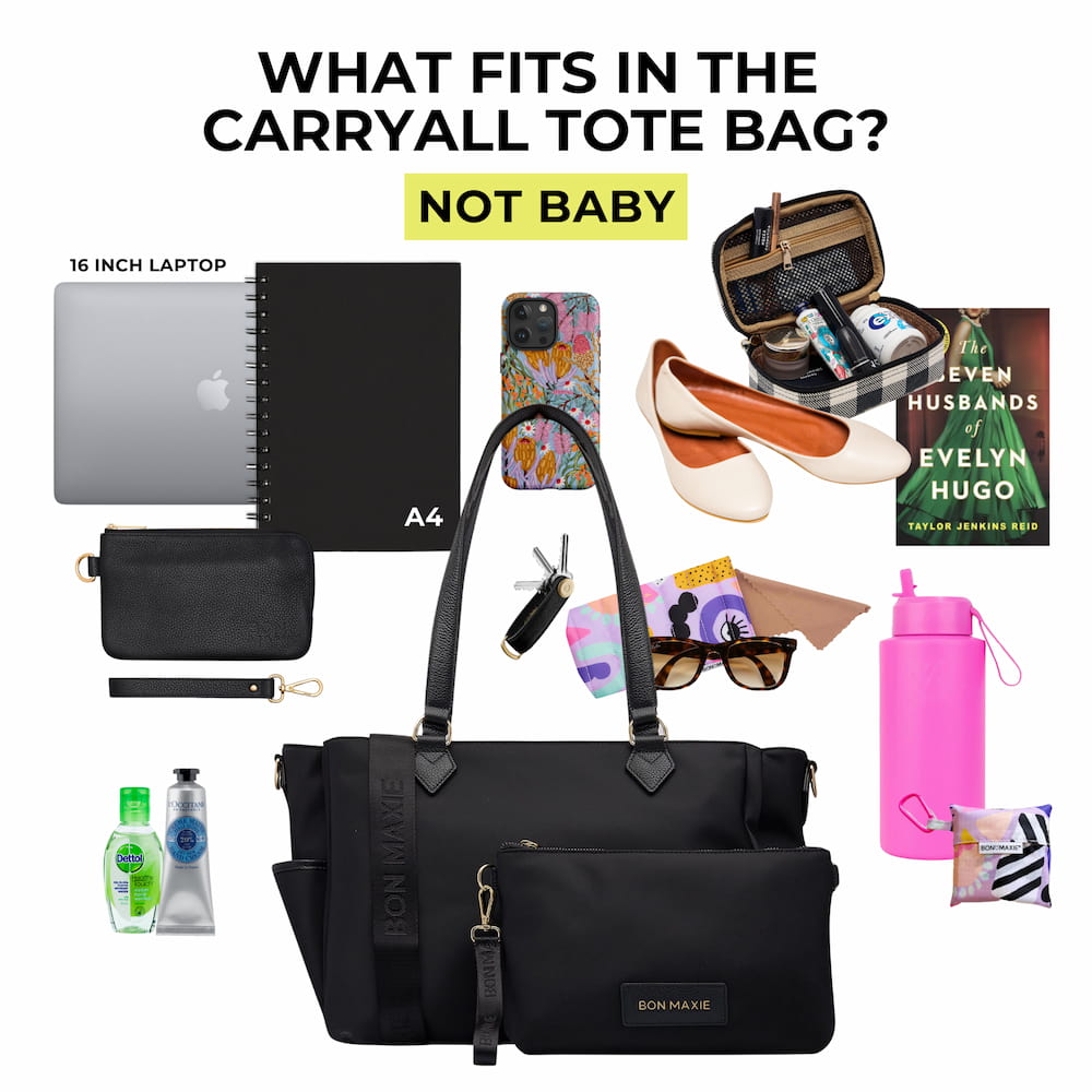 Nappy or Not Carryall Tote + Pouch - Black Nylon