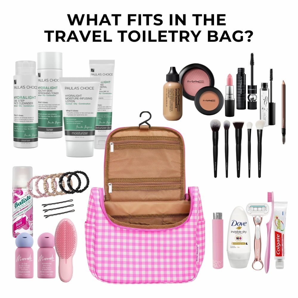 Bon Voyage Travel Toiletry Bag - Chocolate Gingham Toiletry Bags