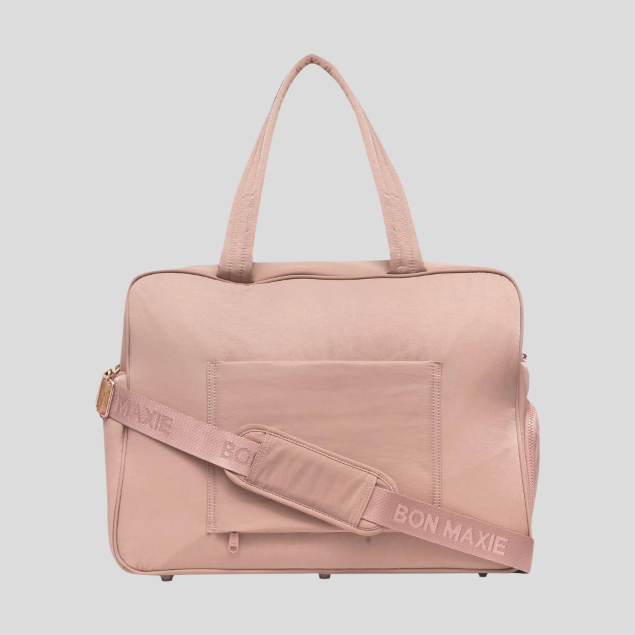 Large Weekender Nylon Duffel Bag -- Milk Tea