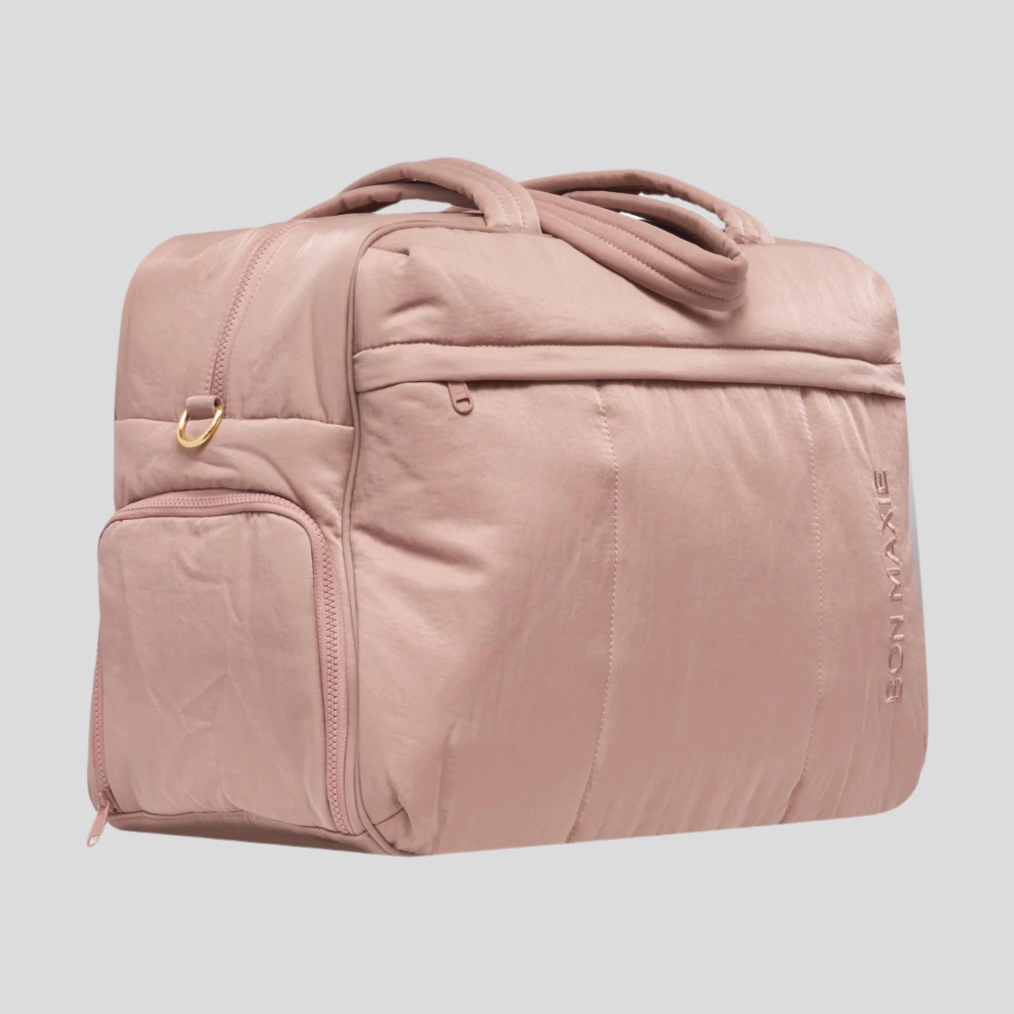 Large Weekender Nylon Duffel Bag -- Milk Tea