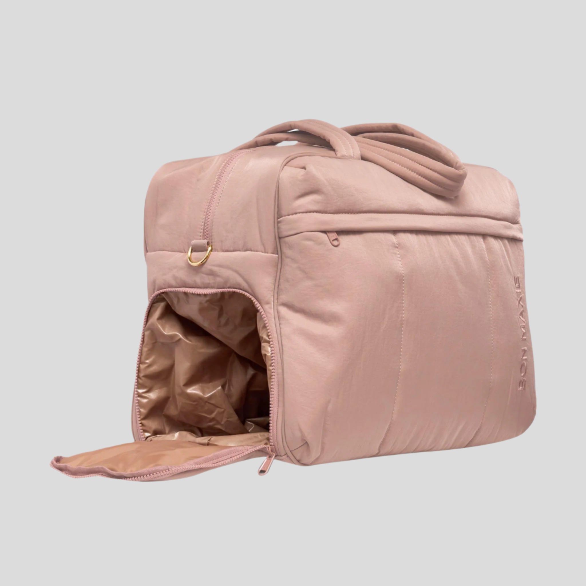 Large Weekender Nylon Duffel Bag -- Milk Tea