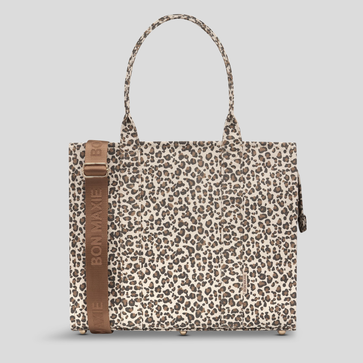 Large Bon Vivant Structured Tote Bag -- Tan Leopard