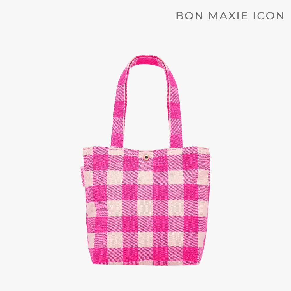 Mini Bonnie Tote Bag -- Neon Pink Gingham