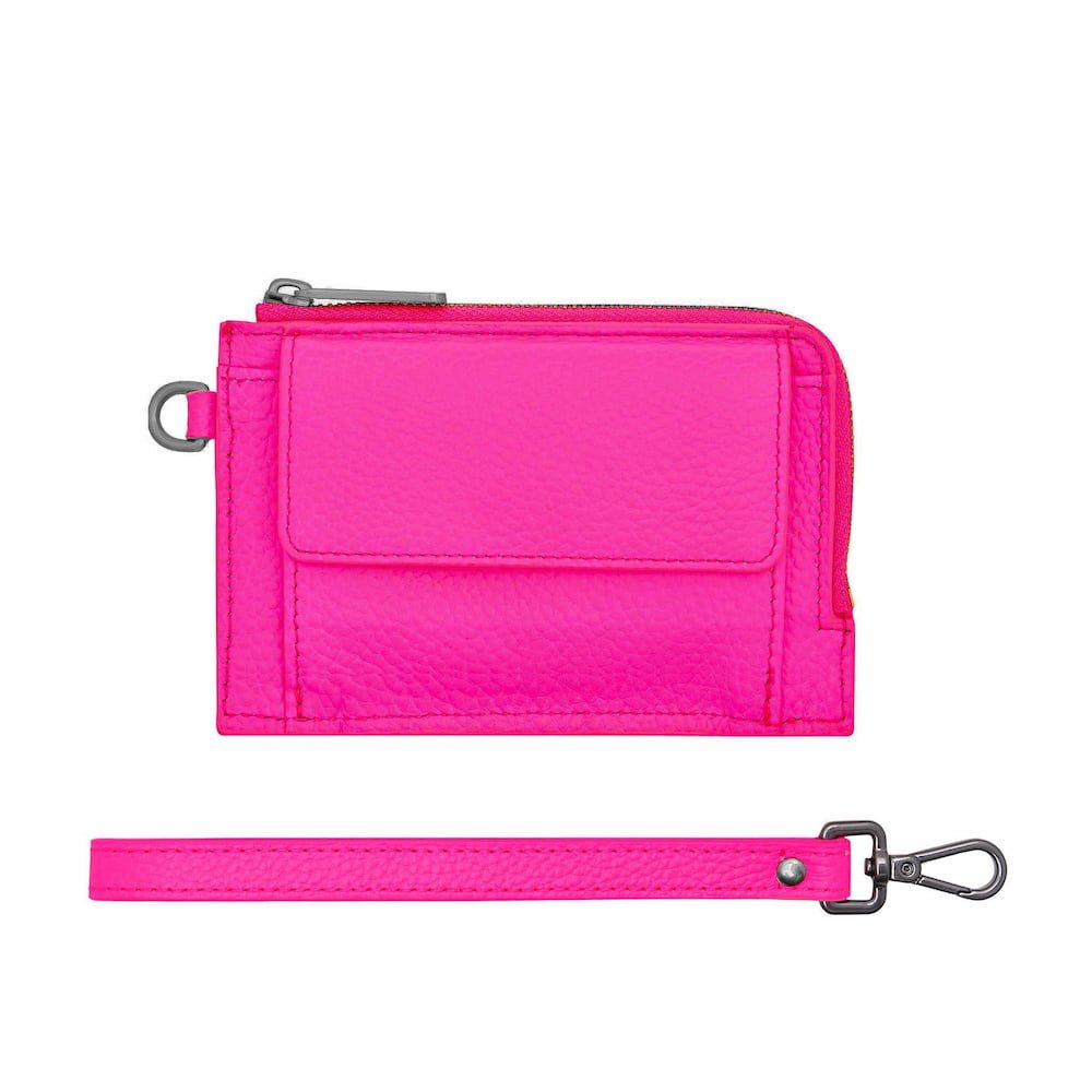 Everyday Mini Wallet - Neon Pink Wallets Brushed Gunmetal