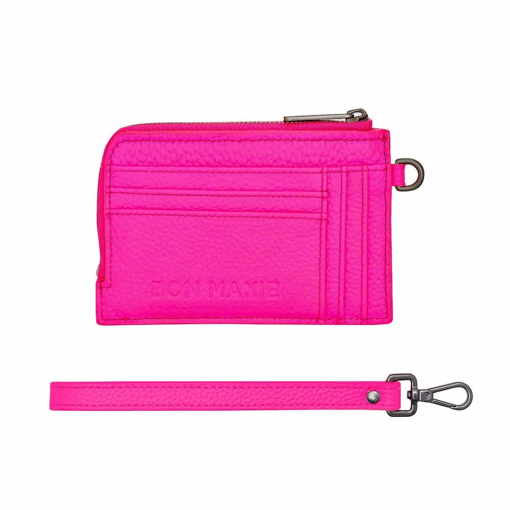 Everyday Mini Wallet - Neon Pink Wallets Brushed Gunmetal