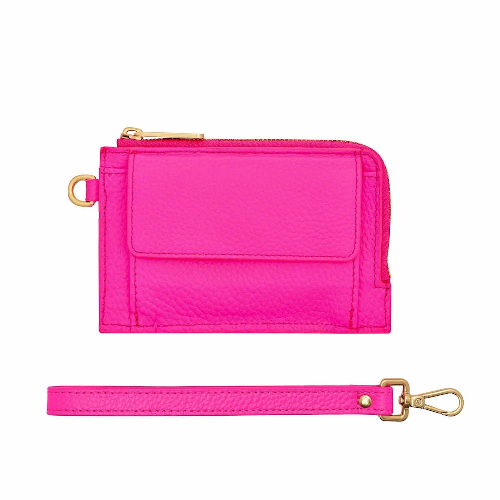 Everyday Mini Wallet - Neon Pink Wallets Brushed Gold