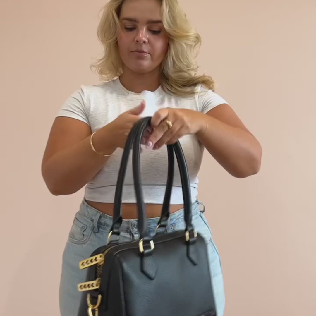 Load video: Mini Leather Accomplice Shoulder Bag -- Almond