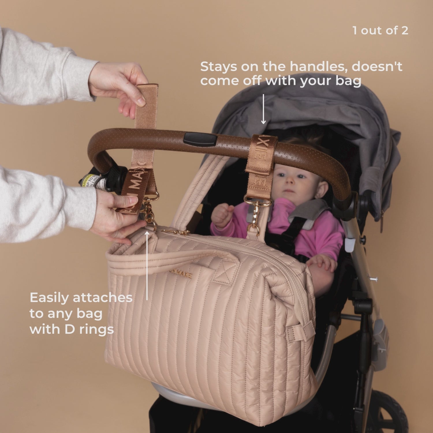 Load video: No-Slip Velcro Pram Straps -- Tan