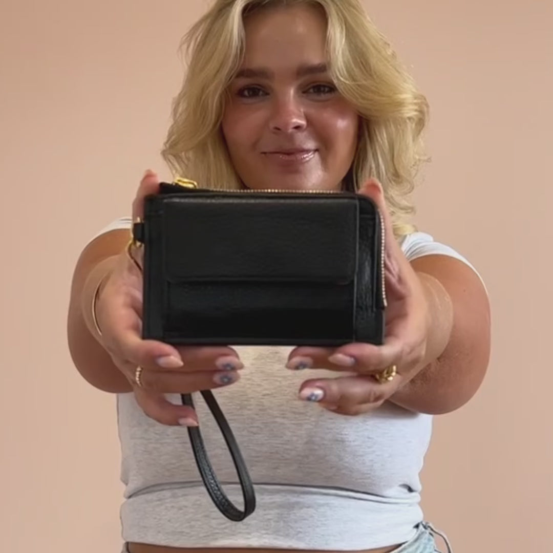 Load video: Everyday Leather Mini Wallet -- Fuchsia