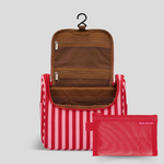 Bon Voyage Travel Toiletry Bag Set -- Pink and Red Stripe