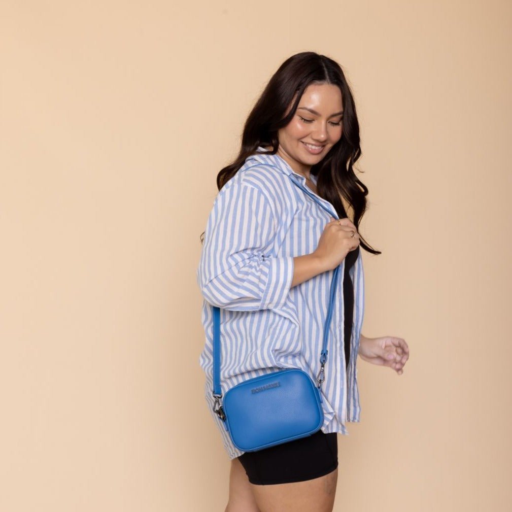 Mini Sidekick Wallet Crossbody Bag - Cobalt Bags Brushed Gunmetal