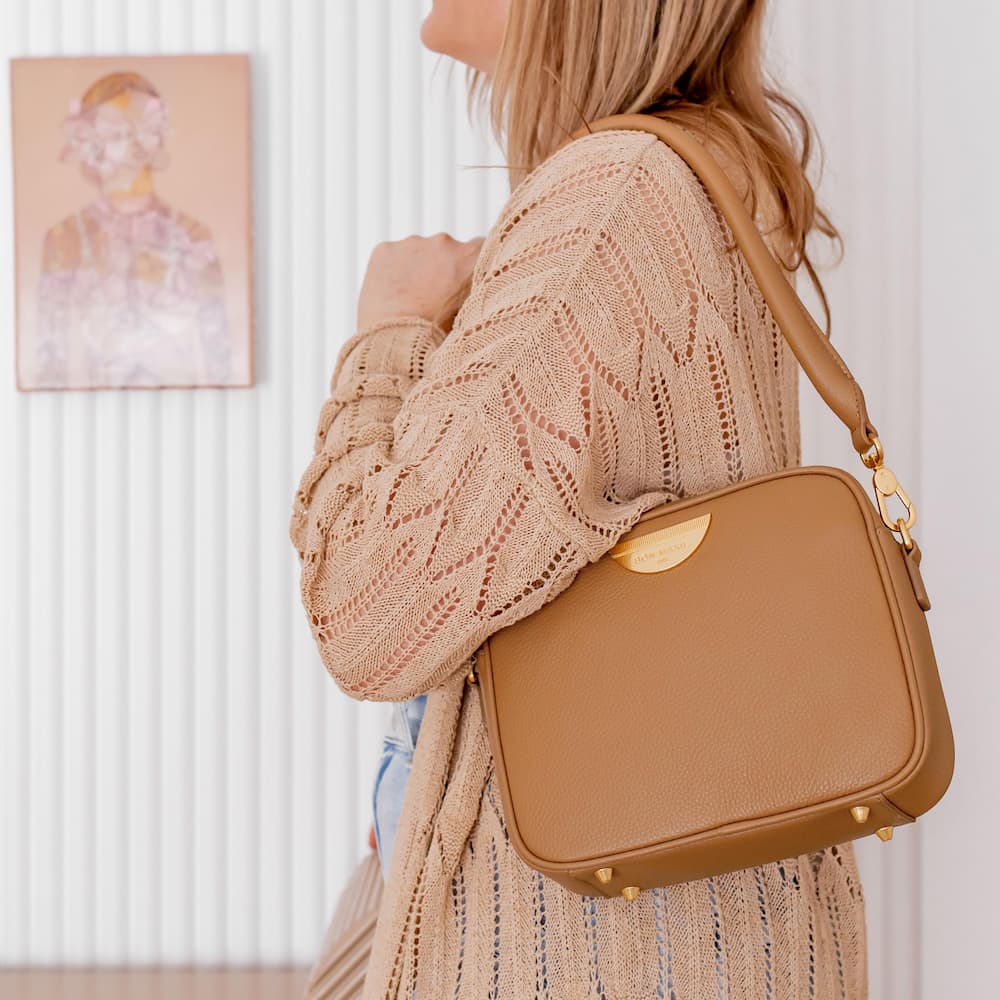 Classic Leather Sidekick Crossbody Bag - Tan Bags Brushed Gold